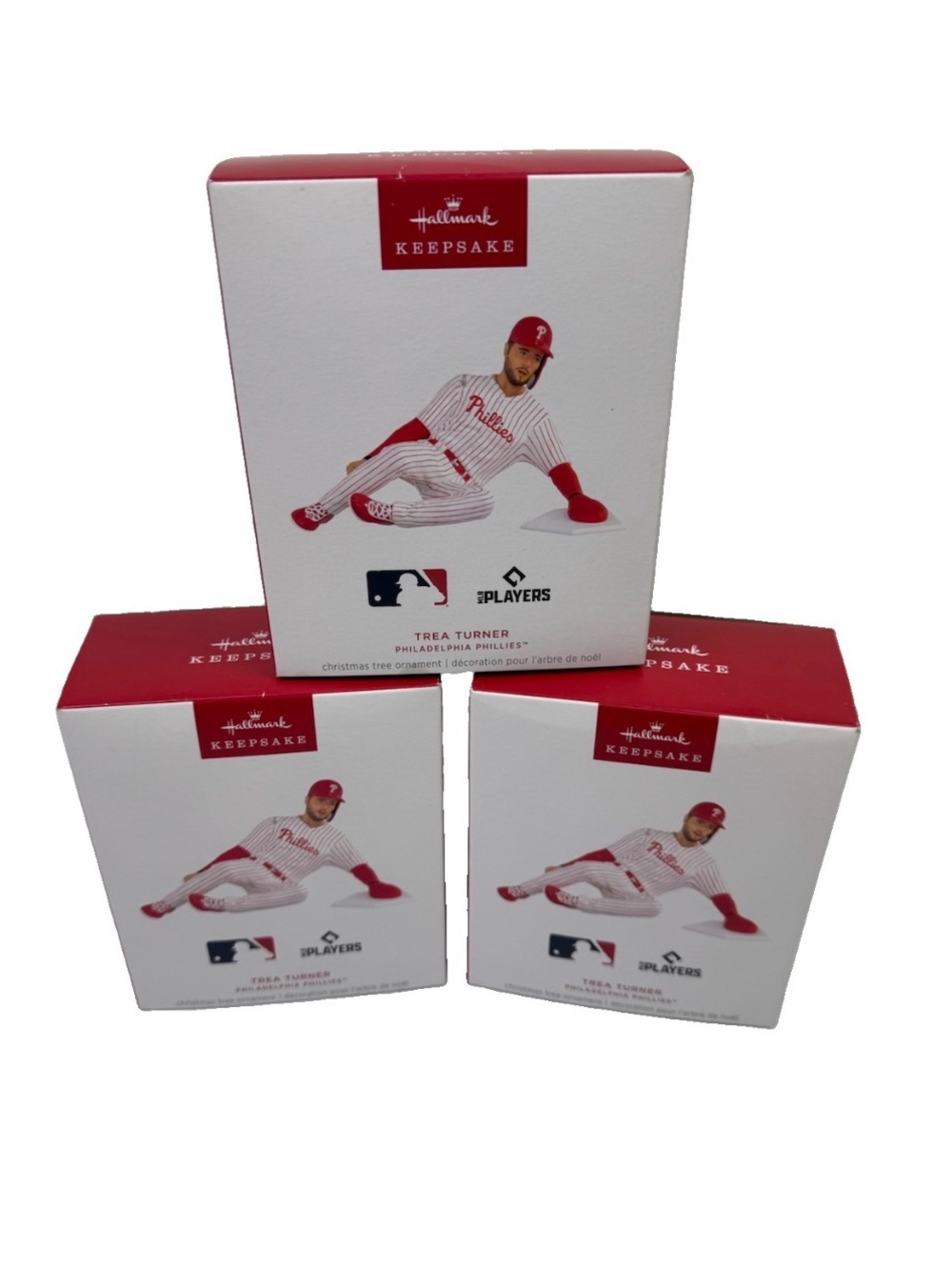 (3)2025 Hallmark Keepsake Ornament Trea Turner Philadelphia Phillies MLB Players